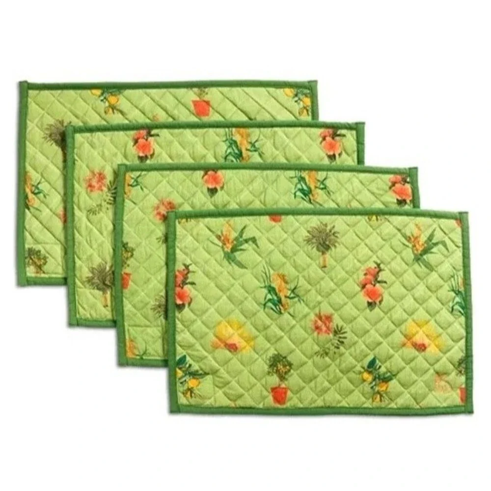 Coniglio Palm Beach Placemats Set Of 4 Reversible Tropical Print/ Green NWT $250